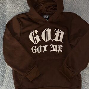 Brown Hoodie with Graphic Print